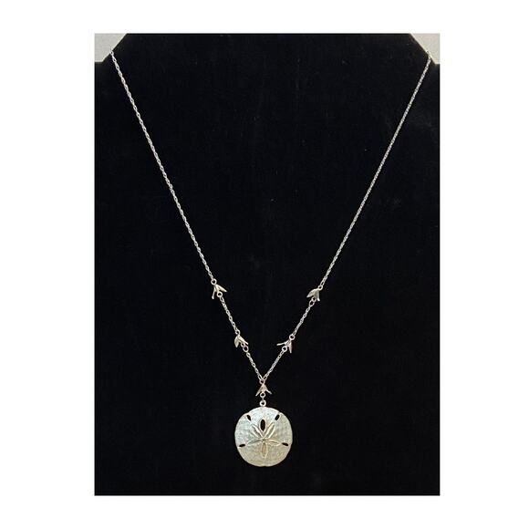 Vintage Sterling Silver Sand Dollar Necklace Marked J&C Ferrara Co Inc Doves - Picture 1 of 4